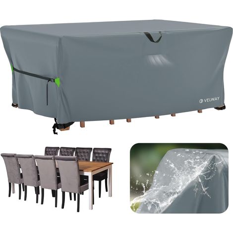 Velway Housse Protection Meubles Jardin 242x162x71cm - Tissu Oxford Imperméable Anti-UV - Gris (1/5)