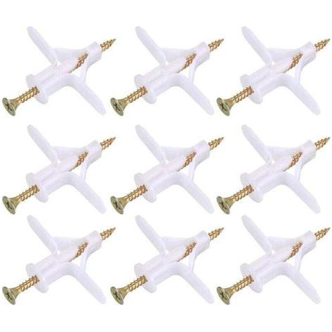 100 Pièces Fixations pour Plaques de Plâtre (50 Chevilles, 50 Vis), Chevilles Et Vis pour Plaques de Plâtre, Ancres Chevilles et Vis pour Fixations Murales Creuses Cloisons Sèches (1/5)