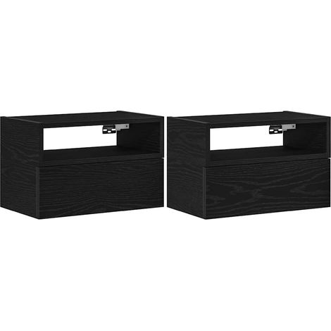 Maison Exclusive - Mesitas de noche de pared 2 unidades negra 45x (1/5)