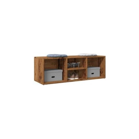 Banc de rangement à chaussures vieux bois 105x35x35 (1/5)