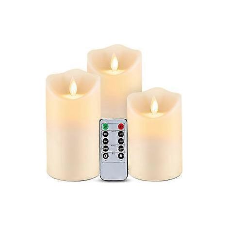 LED Kerzen, Flammenlose Kerzen Set von 9,Batteriebetriebene Kerzen Flackern, D5,5cmxH10/12,5/15/17,5/20/22,8cm, Echtwachs-Stumpenkerzen mit Fernbedienu