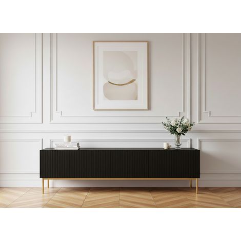 BOBOCHIC - Meuble TV 200 cm KASHA Pieds or Noir (1/5)