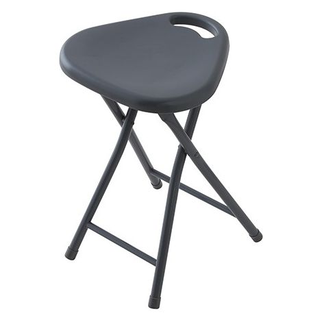 Sgabello pieghevole con seduta in abs e gambe in acciaio grigio