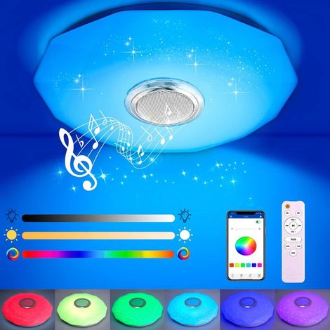 Plafonnier LED 36W avec haut-parleur Bluetooth et télécommande, 3000K-6000K pour Chambre (1/5)