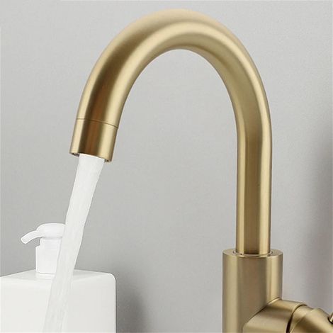 Robinet De Lavabo Doré, Robinets De Salle De Bains, Robinet D'évier Rotatif À 360 Degrés Mélangeur D'eau Chaude Et Froide, Grue En Acier Inoxydable (1/5)
