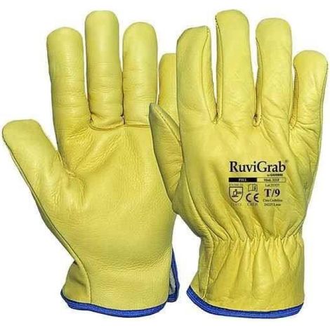 Gant - Cuir De Vachette - Doublure Anti-froid - Pour Travaux Extérieurs - Taille 9 - Jaune