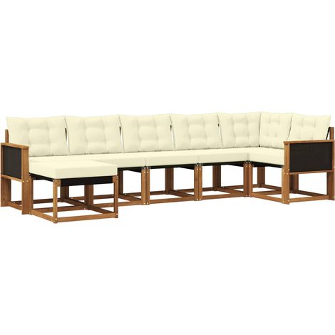 Outdoor Sofa Set with Cushion 7 pcs Natural and Cream vidaXL