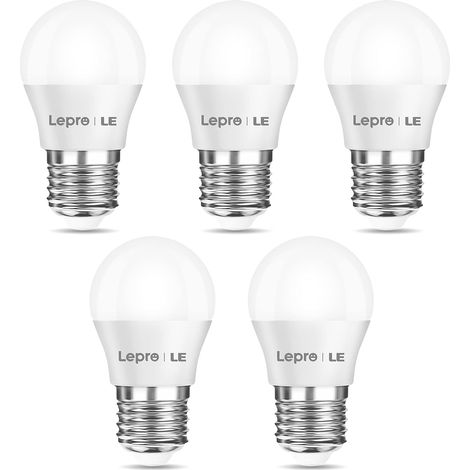 Ampoules LED E27 G45 250LM, 2.2W ≈ 25W, 2700K, Angle 180°, 5pcs Non Dimmable, CRI80, Blanc Chaud 2700K, Angle de Faisceau 180 °, 2.2W Équivalent 25W, Économies d'énergie de plus de 90% (1/5)