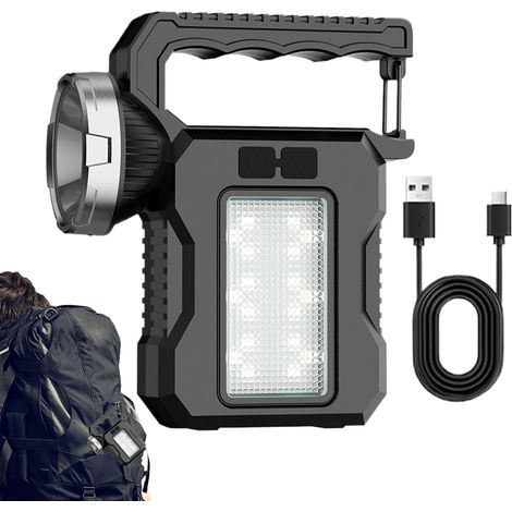 2-teilige, aufladbare Campinglampen, Solar-Buitenlampen, leistungsstarke LED-Beleuchtung, energiesparende Batterie, wasserdichtes Design, rostbeständig für den Außenbereich (8,9 x 3,5 x 13,5 cm) (1/5)
