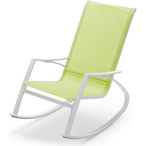 Poltrona Dondolo da Giardino 99x60,5x97 cm in Acciaio e Textilene Lime