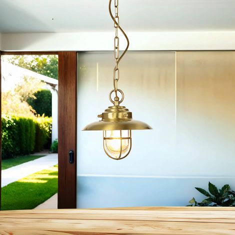 Pendelleuchte außen Maritim Messing Garten Terrasse Außenlampe