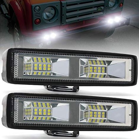 6" LED Barre De Travail,48W Phare de Travail Phare Projecteur Flood Feux Antibrouillard 12V 24V 6000K 2000LM Feux Additionnels LED Barre pour Moto Camion Hors Route Tracteur 2Pcs (1/5)