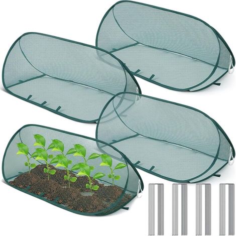 Lot de 4 housses de protection pliables réutilisables pour plantes - Filet de protection de jardin pliable - Pour intérieur et extérieur - Serre surélevée - Légumes, fleurs, fraises, semis, tomates (1/5)