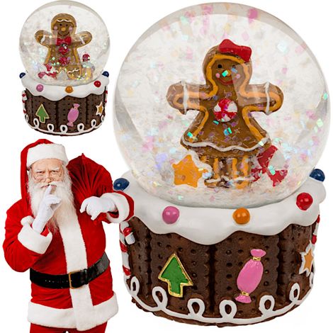 Figura de hombrecito de jengibre con bola de nieve, regalo de Navidad para niño o niña. (1/5)