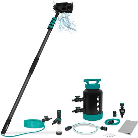 VONROC - PRO Teleskop-Waschbürste 3K Full Carbon 6,5 m – Integrierter Wasserenthärter – Komplettset