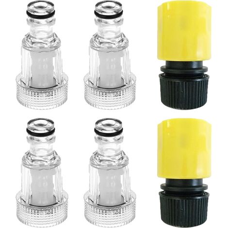 4pcs Filtre à eau pour nettoyeur haute pression,filtre pour tuyau de 3/4 po avec 2 adaptateurs rapides pour nettoyeurs haute pression,pompes de jardin,irrigation de jardin,véhicules récréatifs (1/5)