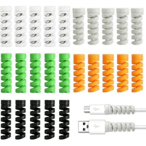 25 Pcs Protege Cable Protecteur De Câble De Chargeur Silicone Protège Câble Flexible Protecteur Chargeur Protecteur De Câble Spiralé Pour Téléphones Ordinateurs Portables Câbles De Données (1/5)