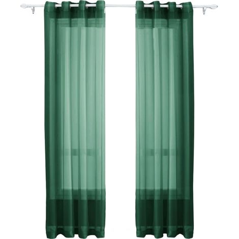 Voilages à œillets — Le choix idéal pour votre intérieur. Lot de 2 pièces : 132 x 241 cm, Vert. (1/5)