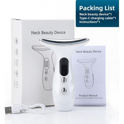 (Blanc) Appareil de massage électrique pour la nuque, massage chauffant par microcourants, lifte et raffermit les rides du cou (1/5)