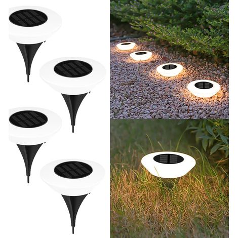 Lámparas solares de pie, diseño impermeable, encendido/apagado automático, luz cálida, 4 unidades. (1/2)