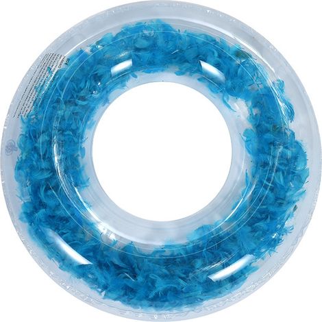 Anneau De Natation Épaissi Transparent Anneau De Natation Gonflable PVC Paillettes Gonflable Plume Piscine Flotteur Anneau Transparent Anneau De Natation Fournitures De Plage 1 Pièce, Bleu Diamètre Ex (1/2)