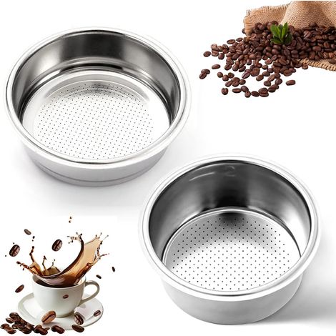 2 Pièces 51mm Filtre Non Pressurisé, Filtre Pressurisé 51mm, Filtre Café En Acier Inoxydable, Filtres Pressurisés Pour Cafetières Pressurisées 1 Tasse Et 2 Tasses (Single + Double Cup) (1/5)