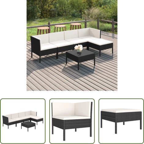 Gartenlounge -  6-tlg. Garten-Lounge-Set mit Auflagen Poly Rattan Schwarz (1/5)