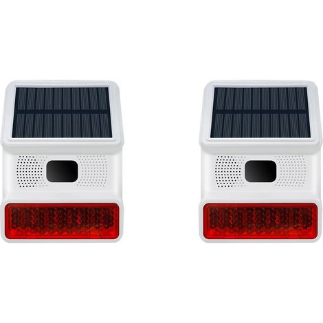 2X Alarme Stroboscopique Solaire Sans, Lumière Sonore, Sirène D'Alarme Extérieure pour Système D'Alarme Wifi GSM 433 MHz pour, la Ferme (1/5)