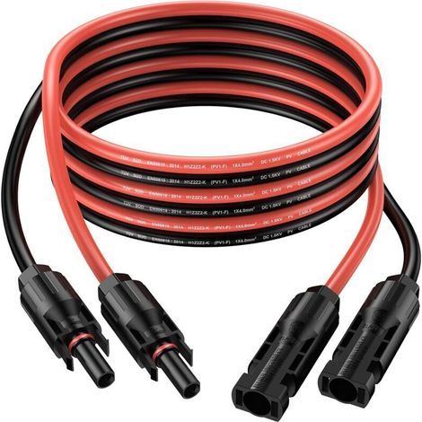 Solar-Verlängerungskabel 4 mm² 3 m Rot Schwarz Wasserdicht IP67 MC4 Stecker Buchse (1/5)