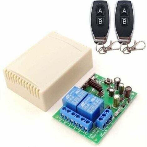 DieseRC Commutateur à Distance sans Fil 433 MHz, 2 Canaux AC 220V avec Relais Récepteur et 2 Télécommandes pour Porte de Garage, Volet Roulant, Lumières, Pompes,INHHUB (1/4)