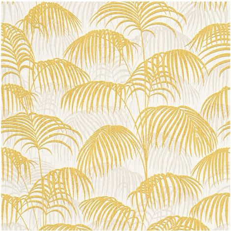 Nature wallpaper wall Profhome 961982 textile wallpaper textured with nature-inspired pattern matt gold yellow white 5.33 m2 (57 ft2) (1/5)