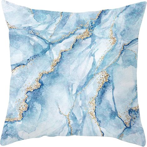 Taie D Oreiller - 45x45 Cm - Polyester - Imprimé Abstrait Bleu - Pour Canapé Lit Voiture Jardin - 1 Pièce (1/5)