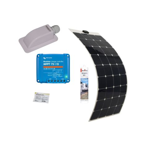 Pack de panneaux solaires souples 150W – Régulateur solaire VICTRON 220W 15A – Ultra-légers pour fourgons à toit relevable – Boîtier étanche – Antarion