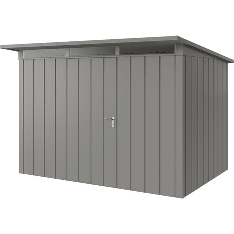 Hörmann Metall-Gerätehaus "Juno" mit Pultdach, JPD12 - Modern, 310 x 214 cm (B x T), graualuminium, 1-flüglige Tür, Anschlag links (1/5)