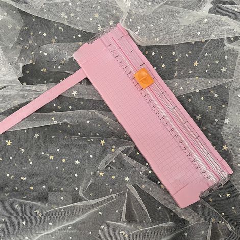 Coupe-papier petit format pliable, échelle transparente sans bavure, acier au carbone, coupe-livres scrapbooking, rose (1/5)
