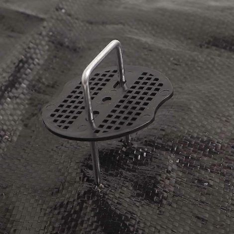 (Galvanisé 4,0 mm x 4 cm x 10 cm + entretoise en plastique noir) Lot de 50 piquets en forme de U robustes pour la fixation de toiles de paillage et de filets anti-mauvaises herbes au sol (1/4)