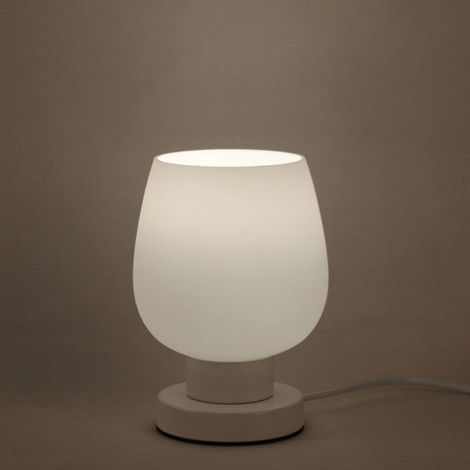 Lampe de chevet tactile dimmable - MICH - Intensité variable 3 voies - Abat-jour en verre opalin - E27 (1/4)