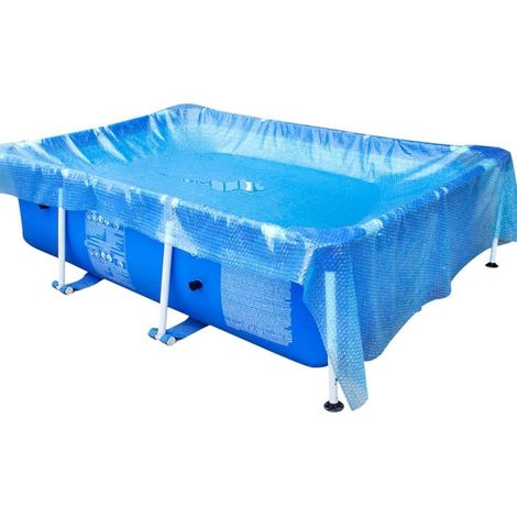Couvertures de piscine rectangle, couverture thermique solaire pour piscines enterrées et hors sol et piscines gonflables, film isolant à bulles pliable, bleu, 260x170cm (1/4)
