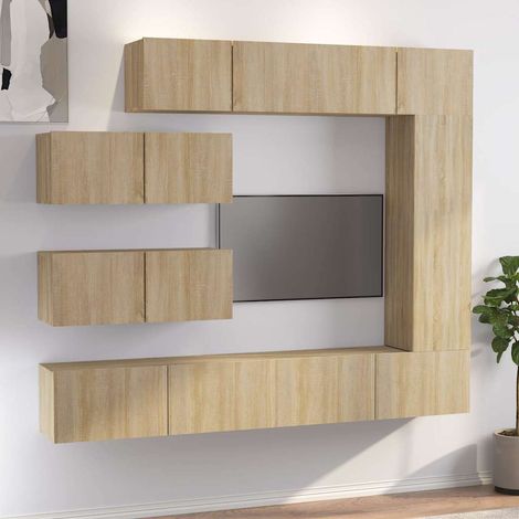 vidaXL 7 Piece TV Cabinet Set Sonoma Oak Engineered Wood (1/5)