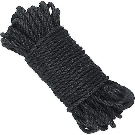Corde de jute de 20 m, corde de chanvre noire, corde de jardin en chanvre résistante de 5 mm, pour la décoration, le bricolage et le jardinage. (1/4)