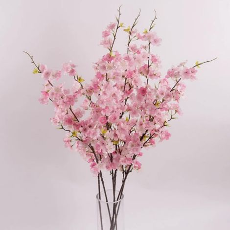 Lot de 4 branches artificielles en fleurs de cerisier, 74 cm de long - Fleurs artificielles à tige longue pour branches de cerisier en pot, arrangements pour mariage de printemps, décoration