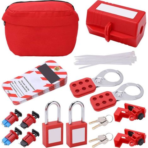 Kit de verrouillage de disjoncteur électrique – Cadenas de sécurité en ABS renforcé – 4 clés et 12 étiquettes – Pour environnements à risque (1/5)