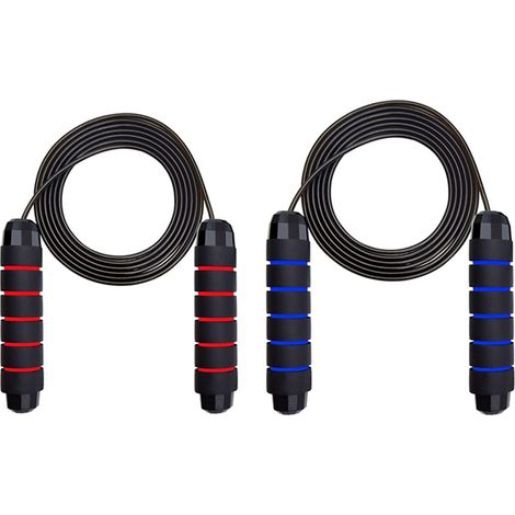 Corde à Sauter - 2.8 M - Réglable - Manches Antidérapants - À Roulements à Billes - Pour Enfants et Adultes - Lot de 2 (1/5)