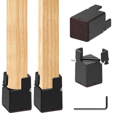 4 Stück Möbelerhöhung 5cm, Verstellbare Betterhöhung mit Schraubklemme, Betterhöher Schwerlast Stuhlerhöhungen, Möbelerhöher für 22-42mm Breite Quadrat & Runde Stuhlbein (5cm Schwarz)