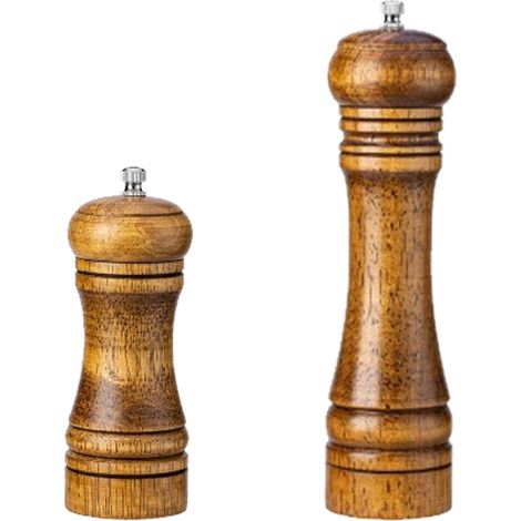 Moulin À Sel Et Poivre - Bois De Chêne Naturel - Rotor En Céramique Réglable - Pour Sel Et Poivre - Lot De 2 (1/5)