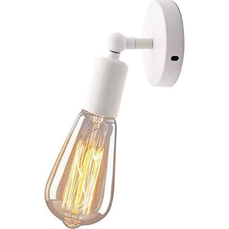 Wandleuchte E27 Vintage Innen Wandlampe Metall Eisen Industrielle für Schlafzimmer Badezimmer Flur Wohnzimmer (Weiß)
