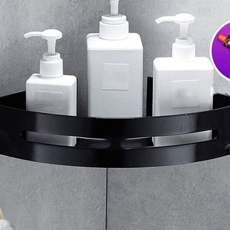 6X Planche à DéCouper Organisateur Triangle Serviette Douche ÉTagèRe de Rangement ÉTagèRes D'Angle Noires Porte-Shampooing Mural (1/5)