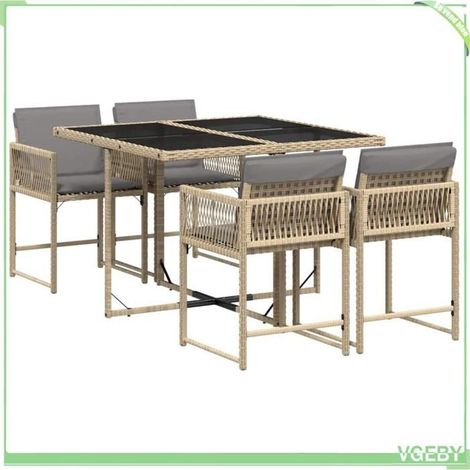 Ensemble à manger de jardin - FAFEICY - 3211440 - mélange beige - résine tressée - 4 places (1/5)