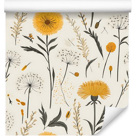 Papel pintado Dandelion blanco para salón y dormitorio, 50x1000 cm (1/5)