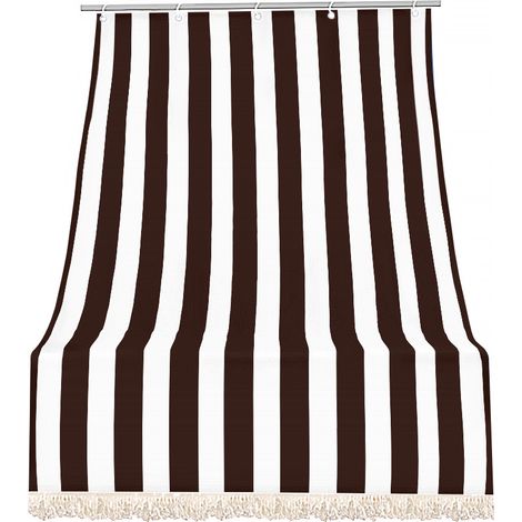 Tenda da sole tessuto resistente per esterno con anelli lavabile frange pizzo Marrone - 200x295 cm